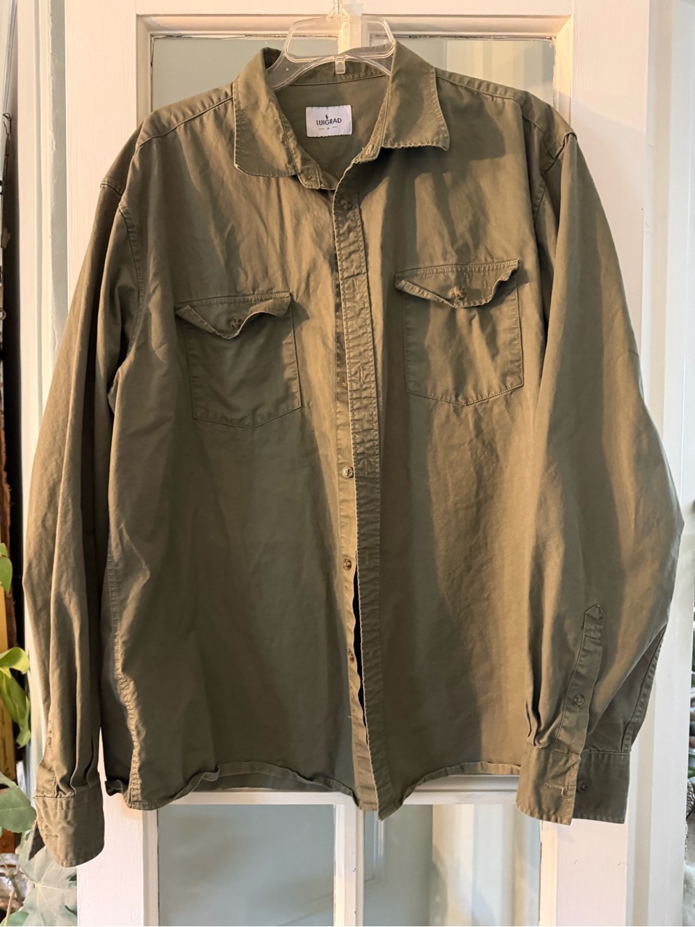 Luigrad Olive Military-Style Field Shirt Jacket